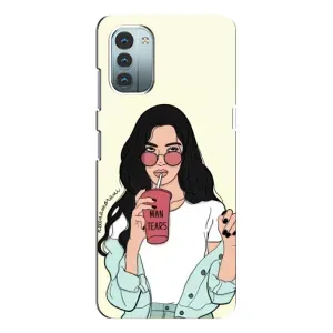 Силиконовый Чехол на Nokia G11 с картинкой Стильных Девушек (С напитком)