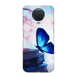 Силиконовый бампер с картинкой животных для Nokia G20 (Бабочка синяя)