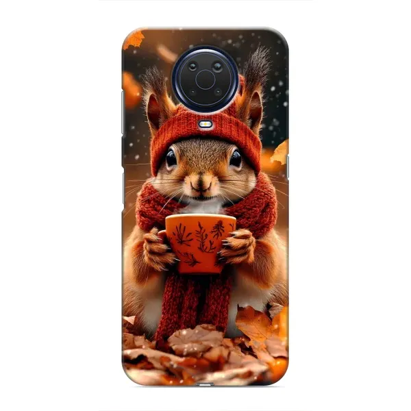 Чехол с рисунком «Белка с кофе» для Nokia G20