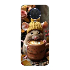 Печатный чехол «Зверята с кофе» для Nokia G20 (Мышка с кофе)