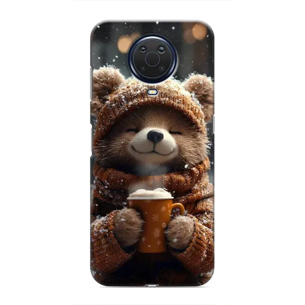 Чехол с рисунком «Медвежонок с кофе» для Nokia G20