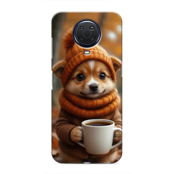 Чехол с рисунком «Собачка с кофе» для Nokia G20