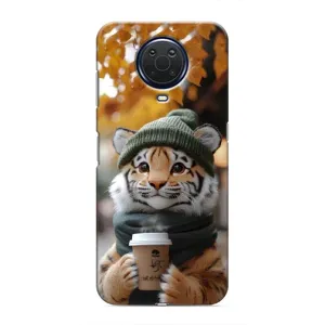 Печатный чехол «Зверята с кофе» для Nokia G20 (Тигр с кофе)