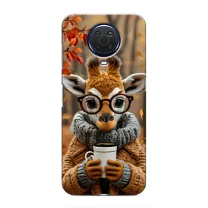 Печатный чехол «Зверята с кофе» для Nokia G20 (Жираф с кофе)