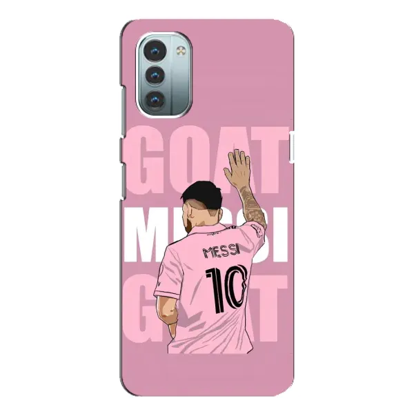 Чехол с рисунком «GOAT MESSI» для Nokia G21 Чехол с рисунком «GOAT MESSI» для Nokia G21