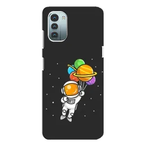 Силиконовый Чехол с принтом "Космонавты" на Nokia G21 (Космонавт с шариками)