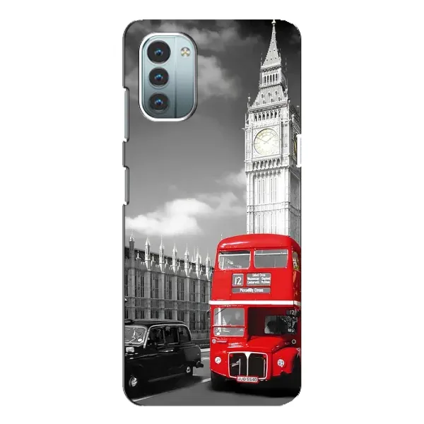 Чехол с рисунком «Красный автобус» для Nokia G21