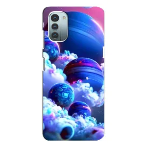 Чехлы КОСМОС для Nokia G21 (Синие планеты)