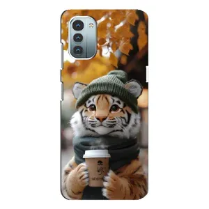 Печатный чехол «Зверята с кофе» для Nokia G21 (Тигр с кофе)
