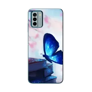 Силиконовый бампер с картинкой животных для Nokia G22 (Бабочка синяя)