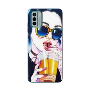 Чехол с картинкой Модные Девчонки Nokia G22 (Девушка с коктейлем)