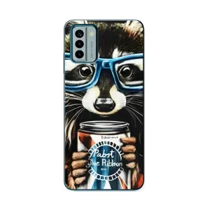 Силиконовый Чехол с Енотами на Nokia G22 (Енот в очках)
