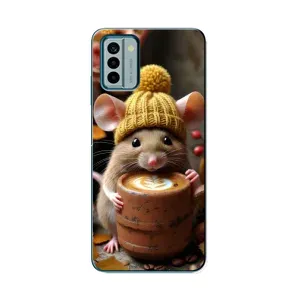 Чехол с рисунком «Мышка с кофе» для Nokia G22