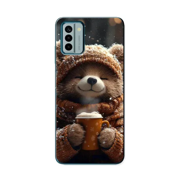 Чехол с рисунком «Медвежонок с кофе» для Nokia G22