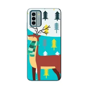 Силиконовый бампер с картинкой животных для Nokia G22 (Олень с шарфом)