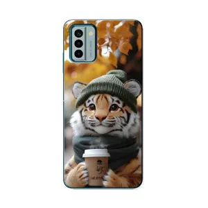 Чехол с рисунком «Тигр с кофе» для Nokia G22
