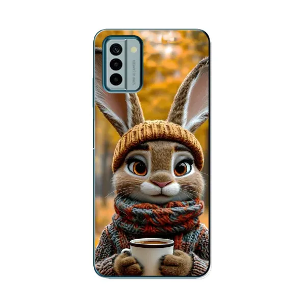 Чехол с рисунком «Зайчик с кофе» для Nokia G22