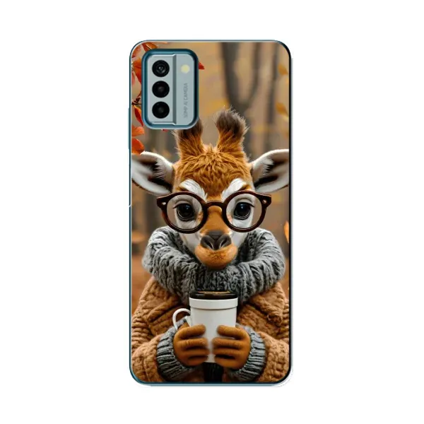 Чехол с рисунком «Жираф с кофе» для Nokia G22