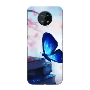 Силиконовый бампер с картинкой животных для Nokia G50 (Бабочка синяя)