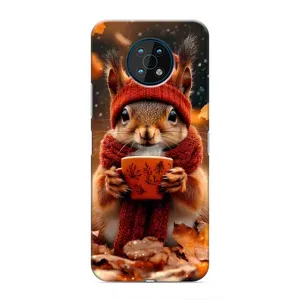 Печатный чехол «Зверята с кофе» для Nokia G50 (Белка с кофе)