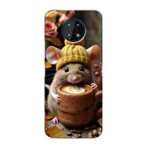 Печатный чехол «Зверята с кофе» для Nokia G50 (Мышка с кофе)