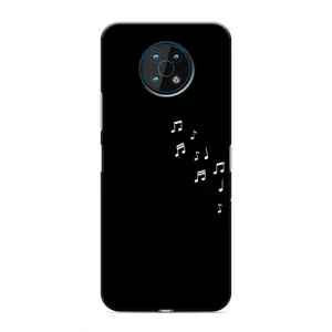 Чехол с картинками на черном фоне для Nokia G50 (Ноты)
