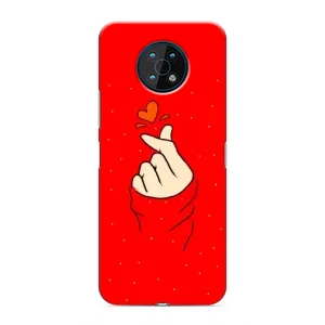 Чехлы (Знак сердечка) на Nokia G50 (Сердце на красном)