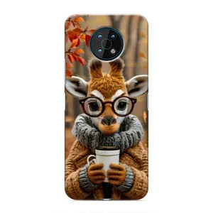 Печатный чехол «Зверята с кофе» для Nokia G50 (Жираф с кофе)