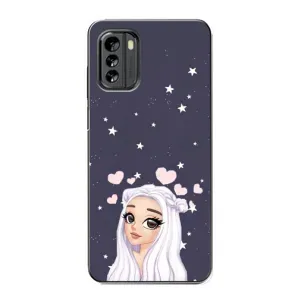 Чехол Стильные девушки на Nokia G60 (Девушка и сердечки)