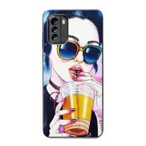 Чехол с картинкой Модные Девчонки Nokia G60 (Девушка с коктейлем)