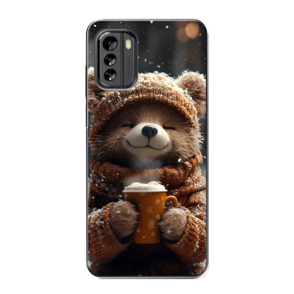Чехол с рисунком «Медвежонок с кофе» для Nokia G60