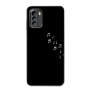 Чехол с картинками на черном фоне для Nokia G60 (Ноты)