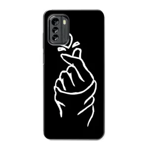 Чехлы (Знак сердечка) на Nokia G60 (Сердце на черном)