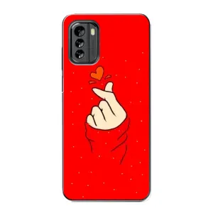 Чехлы (Знак сердечка) на Nokia G60 (Сердце на красном)