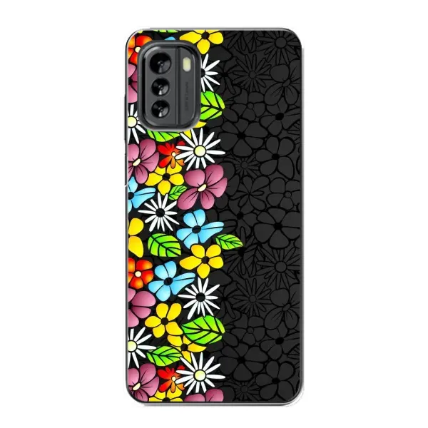 Чехол с рисунком «Яркие цветы на черном» для Nokia G60 Чехол с рисунком «Яркие цветы на черном» для Nokia G60