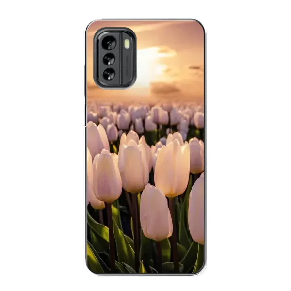 Чехол с рисунком «Закат с цветами» для Nokia G60