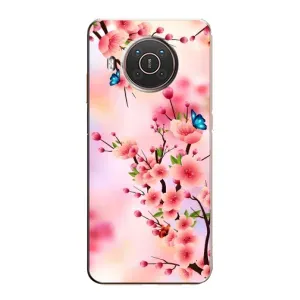 Чехол с принтом САКУРЫ на Nokia X10 (Бабочки на сакуре)