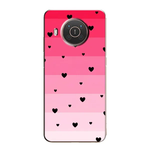 Чехол с рисунком «Чорные сердечки» для Nokia X10 Чехол с рисунком «Чорные сердечки» для Nokia X10