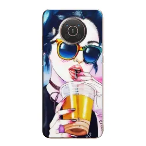 Чехол с картинкой Модные Девчонки Nokia X10 (Девушка с коктейлем)
