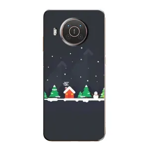 Силиконовый бампер на рождество для Nokia X10 (Город зимний)