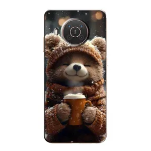 Чехол с рисунком «Медвежонок с кофе» для Nokia X10