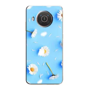 Чехол с Цветами для Nokia X10 (ромашки на голубом)