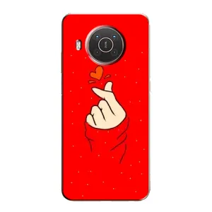 Чехлы (Знак сердечка) на Nokia X10 (Сердце на красном)