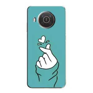 Чехлы (Знак сердечка) на Nokia X10 (Сердечко на бирюзовом)