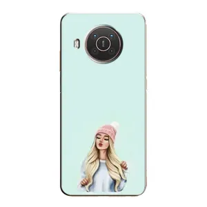 Силиконовый Чехол на Nokia X10 с картинкой Стильных Девушек (В шапке)