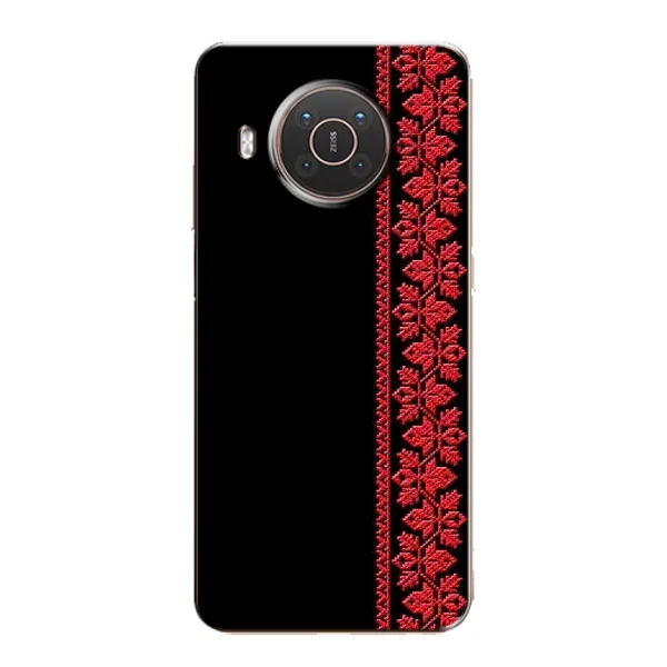 Чехол с рисунком «Вышиванка на черном» для Nokia X10 Чехол с рисунком «Вышиванка на черном» для Nokia X10