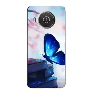 Силиконовый бампер с картинкой животных для Nokia X20 (Бабочка синяя)