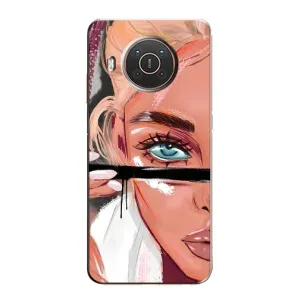 Силиконовый Чехол на Nokia X20 с картинкой Стильных Девушек (Девушка и ресницы)