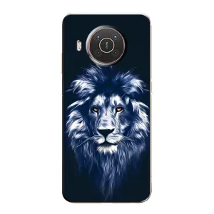 Чехол с картинкой на Nokia X20 (Лев - синий)