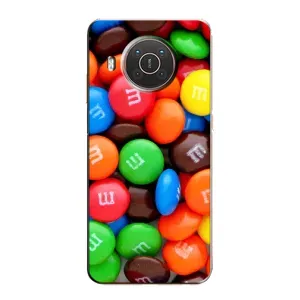 Чехол с изображением вкусной еды для Nokia X20 (Разноцветные M&M'S)
